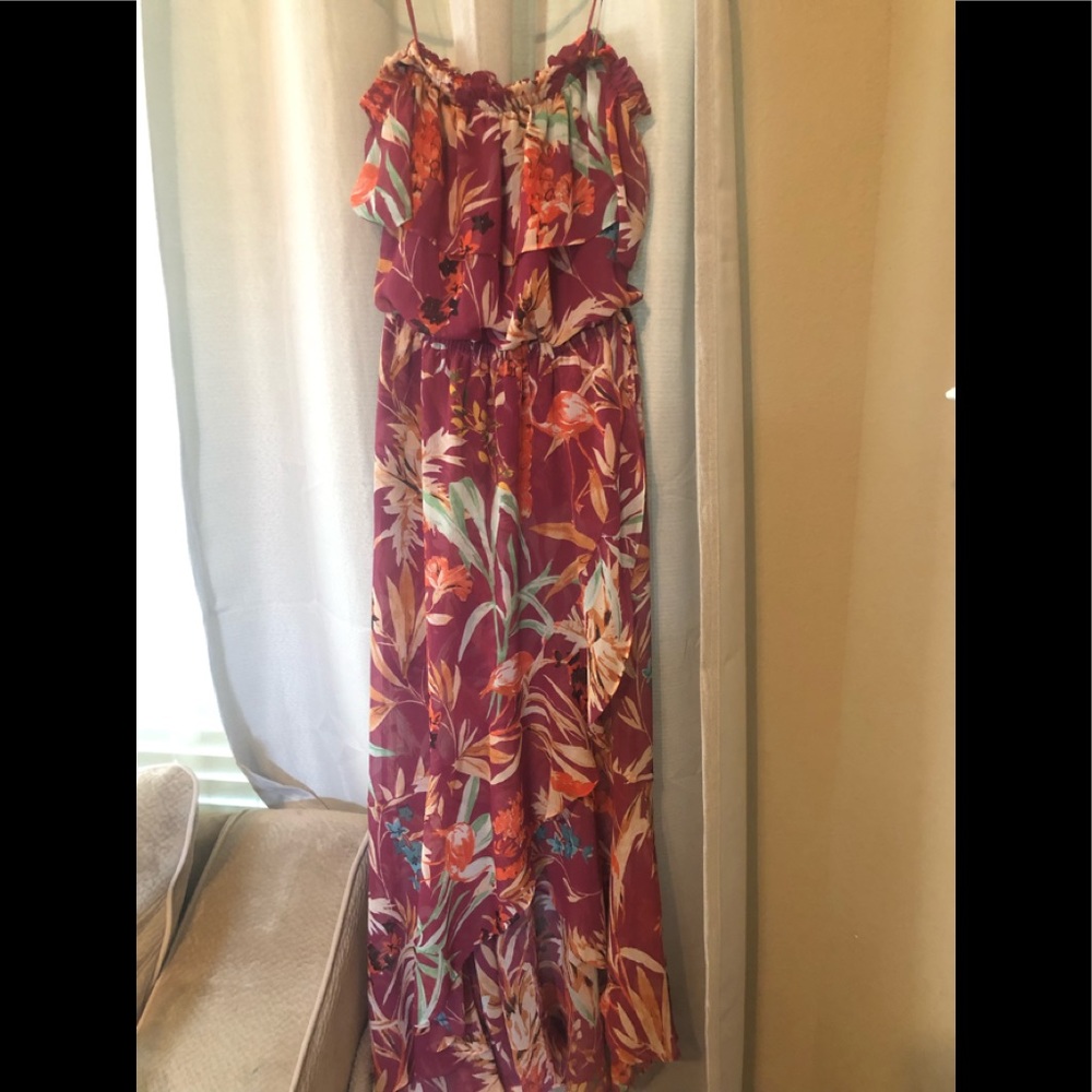 Off shoulder floral dress.
